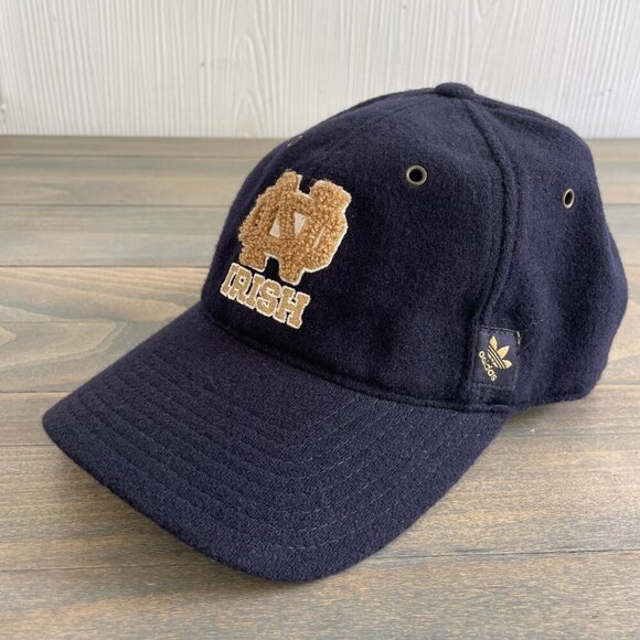 Adidas 1842 Vintage Notre Dame Fighting Irish Blue Stretch Fitt Hat OSFM (VV) - Picture 1 of 9